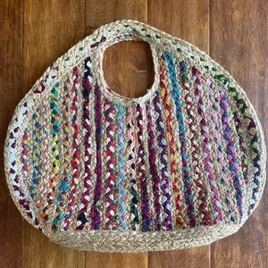 Raffia multicolor large tote